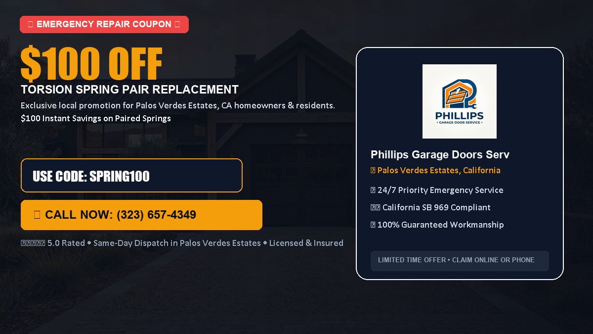 $100 OFF Heavy-Duty Torsion Spring Pair Replacement in Palos Verdes Estates, CA